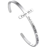 M MOOHAM Stocking Stuffers for Women Teen Girls, Silver Cross Bracelet | Faith Inspiration Bible Verse Bracelets Gifts, Cross Cuff Bangle Stainless Steel Bracelet Waterproof Non-Tarnish Adjustable