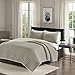 Comfort Spaces Reversible King Quilt Set Taupe - 3 Piece Bayley Mini Quilt Set Ivory Reverse – Embroidery Stitches King Size Quilt Includes 1 King Quilt / 2 Shams