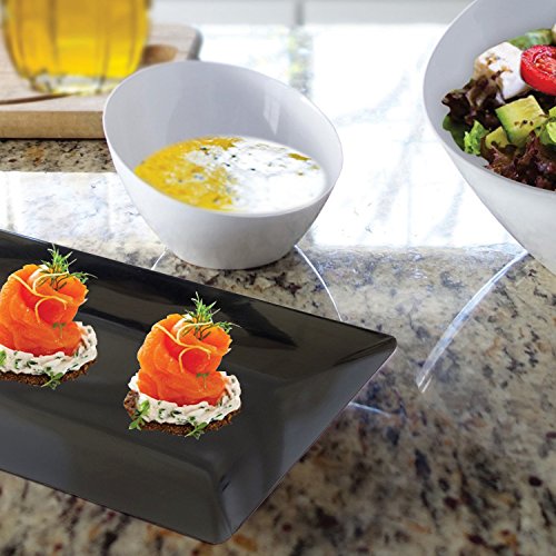 Party Essentials Hard Plastic Sleek Appetizer/Serving Trays Children's Party Tableware, Black, 2-Count