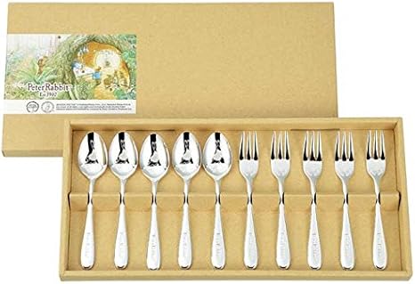 Amazon ピーターラビット 皿中レーザーカトラリーセット Pr 0251 ティースプーン ケーキフォーク 銀仕上 10本セット カトラリーアソートセット オンライン通販