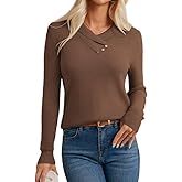 GRACE KARIN Sweaters for Women 2026, Fall Fashion Long Sleeve V Neck Collared Knitted Pullover Sweaters, Dressy Work Top