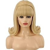 QACCF Blonde Beehive Wig 70s Pinup Pelucas 60s Beehive Style Vintage Look Halloween Costume Women Wig wtih Bang (Blonde)