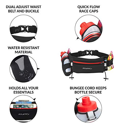 Fitletic Hydration Belt for Men Patented No Bounce Tech for Ironman