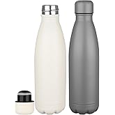 OWS 17oz Insulated Water Bottles Bulk 1/2/4 Pack, Metal Sports Water Bottles, Double Wall Vacuum BPA-Free Flask for School, Sports(gray white 2pcs)