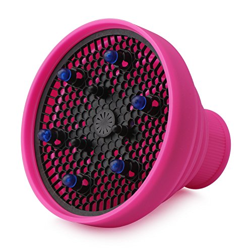 Segbeauty Portable Folding Collapsible Silicone Hair Blow Dryer Diffuser for Fizzy Hair, Flexible Hair Diffuser for Curly Wavy Fine Hair on Travel -- Rose Red