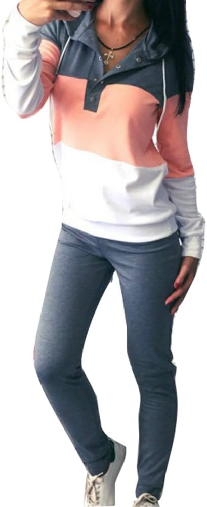 Kootk Tracksuit Women Fitness Suits Long Sleeve Hoodie Sweatshirt Pants Set 2 Piece Sport Wear Loungewear Loose Fit Jumpsuit Activewear Jogging Gym Home Training Casual Leisure Suits Streetwear
