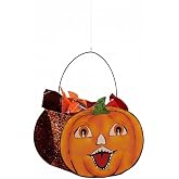 Bethany Lowe Mr. Pumpkin Bucket Mini, Orange