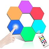 ODISTAR Remote Control Hexagon Wall Light,Smart Wall-Mounted Touch-Sensitive DIY Geometric Modular Assembled RGB led Colorful Light with USB-Power,Used in Bedroom (6-Pack)
