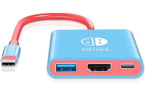 MaxRenard Switch Dock for Nintendo Switch Docking Station 4K Video Portable TV Adapter Connector for Nintendo Switch NS/OLED USB C to HDMI Travel Dock with USB 3.0 Plug & Play (Blue+Red)