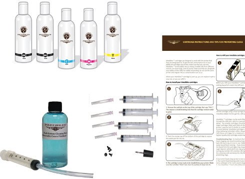 YummyInks â„¢ Brand: Bundle: Starter Refill Kit for Canon Cartridges (16 to 20 refills) PLUS Cleaning Flush System