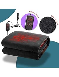 Zone Tech   Manta de viaje con calefacción para auto, resistente al fuego, versión 2019 clásica, color negro, calidad premium, 12 V, para auto