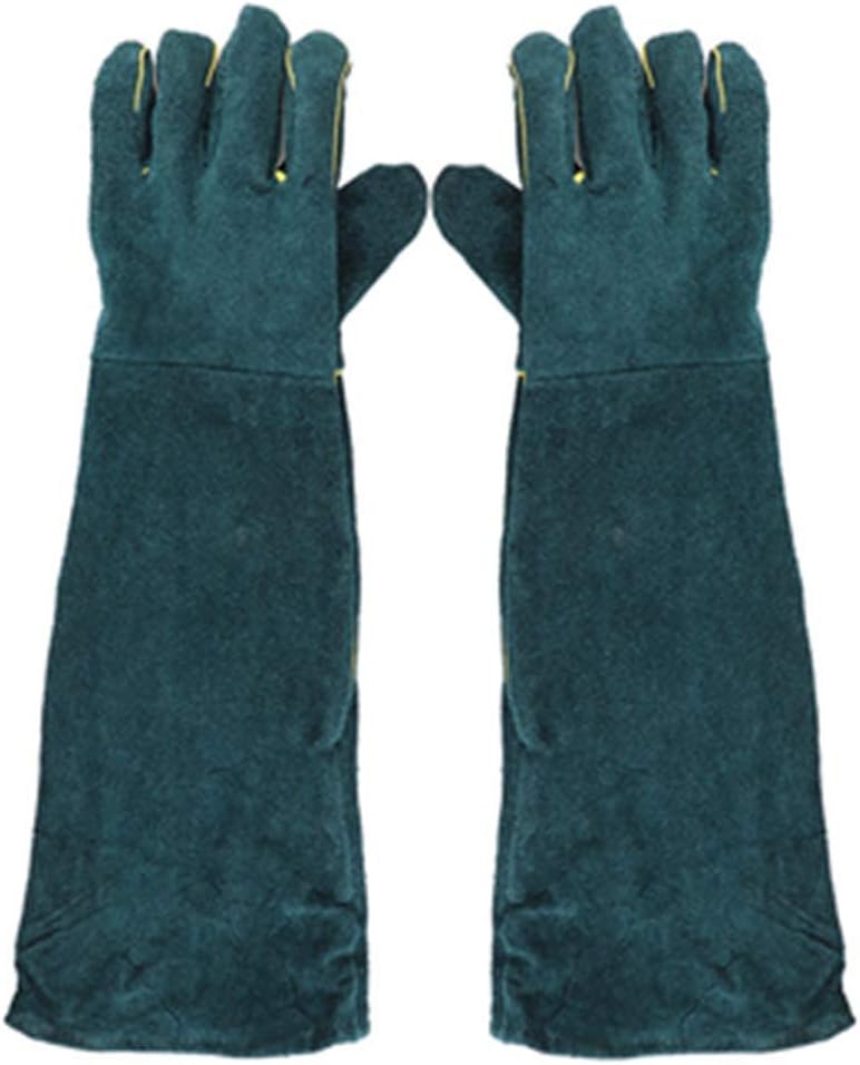 Gloves Anti-cat Scratch Pet Bath Feeding Unisex Work Outdoor Leather Gardening Gifts (Color : Green, Size : 58cm)