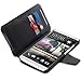HTC One Max / T6 Stand Case, GreatShield SHIFT LX Leather Wallet Flip Case with Kickstand & Credit Card Slots for HTC One Max / T6 (Black)