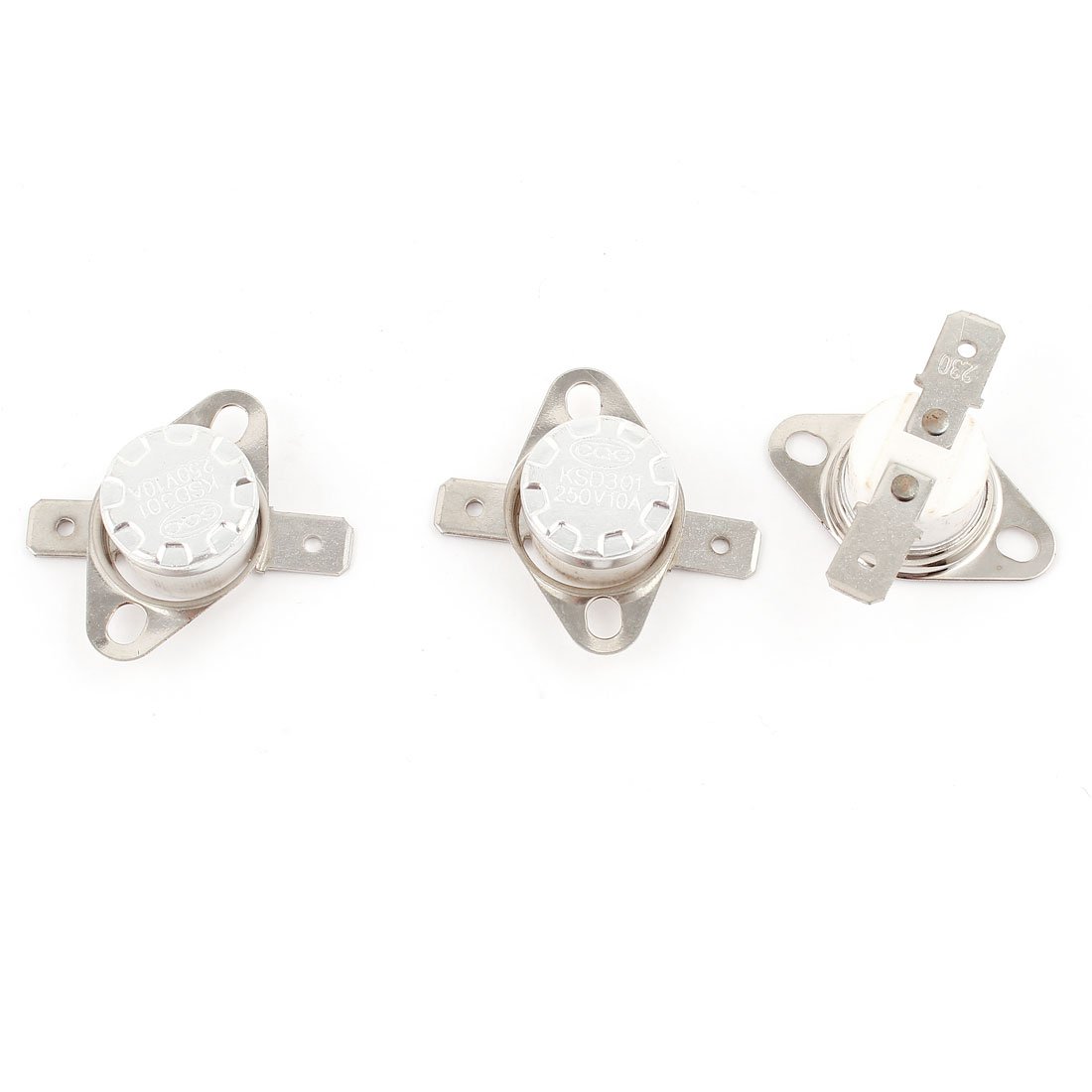 sourcingmap 3 Pcs KSD301 NC Temperature Switch Thermostat 230 Celsius 250V 10A