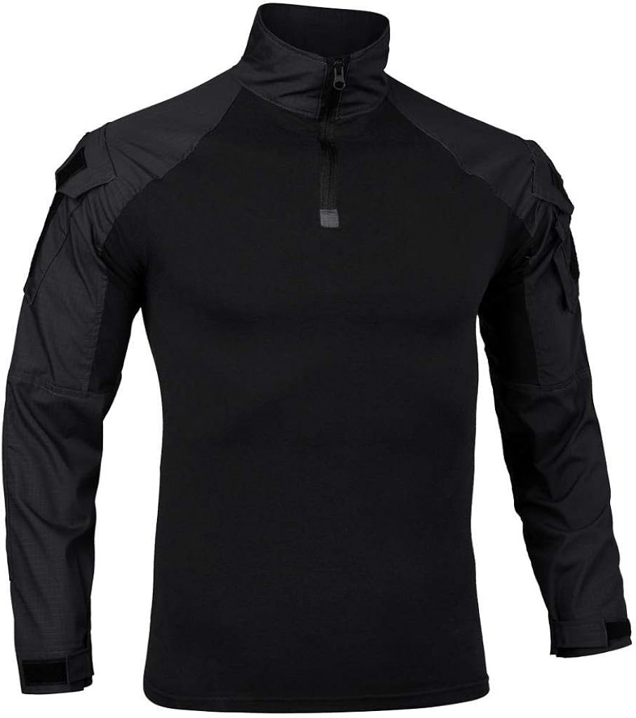 AKARMY Men's Tactical Military Army Combat T-Shirt Long Sleeve Slim Fit Camo Shirt with 1/4 Zipper: Clothing