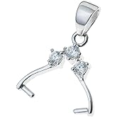 10pcs Adabele Authentic 925 Sterling Silver 19mm Pendant Clasp Pinch Bail Clip Cubic Zirconia CZ Tarnish Resistant for DIY Craft Jewelry Making SS42-3