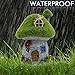 TERESA'S COLLECTIONS Fairy Garden House, Outdoor Garden Figurines with Solar Lights, Flocked Mushroom Statue for Home or Yard Decor (8 Inch Tall)
