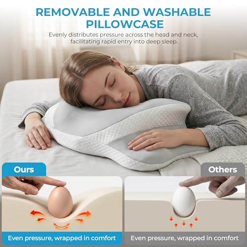 Frost IX Memory Foam Pillow, Slow-Rebound Memory Foam, Pillows for Neck And Shoulder Pain, Ergonomic for Side Sleeper, Neck Pillow for Side Back Stomach Sleeper (Grey)