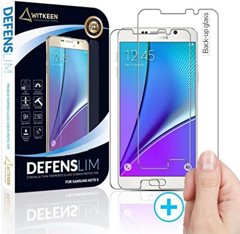 Witkeen Samsung Galaxy Note 5 Tempered Glass Screen Protector with Premium Anti-Shatter and Oleophobic Treatment - Clear - 2 Pack
