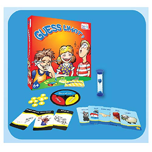 2021 New Card Game, “Guess What” TeamKids Board Game with Round Turntable and 2-Minute Sand Timer|Super Fun & General Knowledge for Kids and Family