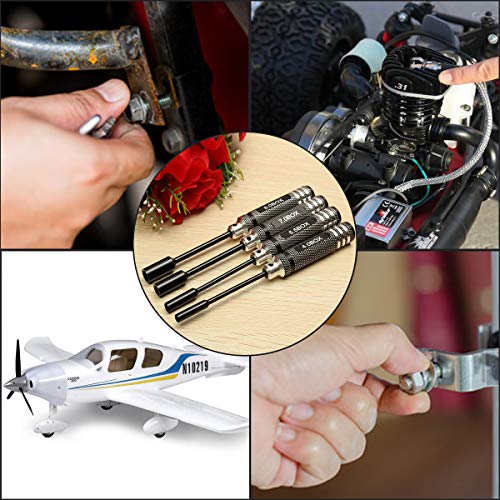 4pcs Hex Nut Drivers Screw driver Tools Kit Set for RC Helicopter RC Boat Rc Cars, Metal 4.0/5.5/7.0/8.0mm NUT Key Socket Screwdrivers