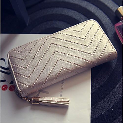 Zjzhao shop Fashion Women Leather Card Holder Wallet Clutch Purse Lady Long Handbag Tassel (Beige)