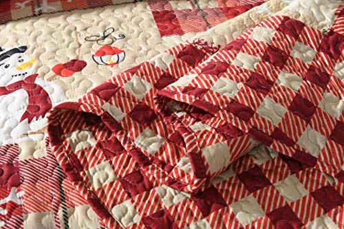 MarCielo 3 Piece Christmas Quilt Set, Rustic Lodge Deer Quilt Bedspread Throw Blanket Lightweight Bedspread Coverlet Comforter Set BY010 (King) - Thumbnail 7