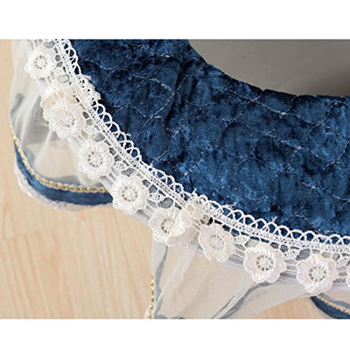 Freahap Toilet Cover Set Lace Bathroom Decor Tank Cover Toilet Lid Cover Toilet Seat Cover Blue