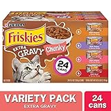 Purina Friskies Gravy Wet Cat Food Variety Pack, Extra Gravy Chunky - (24) 5.5 oz. Cans