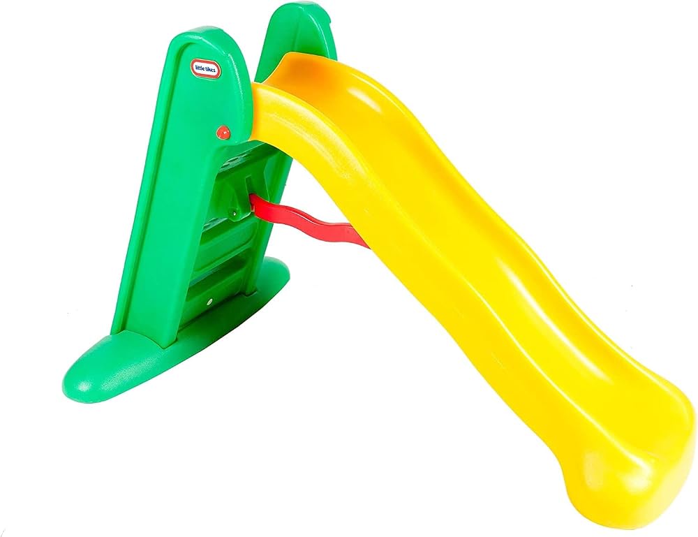 Little Tikes Easy Store Large Slide Yellow Green Indoor Outdoor Safe Folding