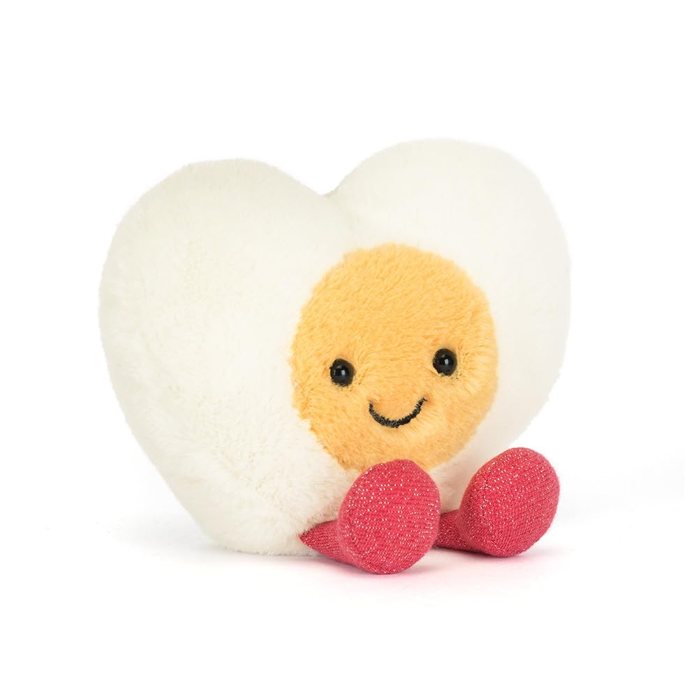 Jellycat Amuseables Heart Boiled Egg Plush, 3 Inch Sitting Height