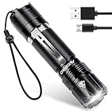 AUOPRO Powerful 800 Lumen Rechargeable Tactical LED Flashlight Handheld Torch Light with Clip - 18650 Battery, Military Grade Water Resistant, 5 Modes for Indoor/Outdoor(Home Emergency Camping Hiking)