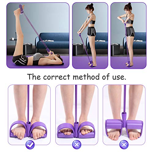 Pahajim-4-Tube-Foot-situp-PedalMulti-Function-Resistance-Tension-RopeYoga-Strap-Elastic-Pull-Rope-Fitness-Equipment-for-AbdominalWaistarmLeg-Resistance-Band-Abdominal-Trainer