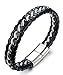 Jstyle Stainless Steel Braided Leather Bracelet for Men Bangle Wrap Magnetic-Clasp S-8.5
