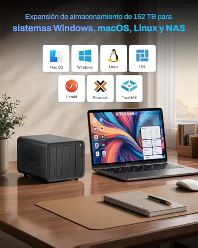 TERRAMASTER D8 Hybrid Almacenamiento: 4 HDD + 4 NVMe SSD, USB 3.2 Gen 2 10Gbps Type-C, 8 Discos Independientes, Plug and Play(Sin Discos)