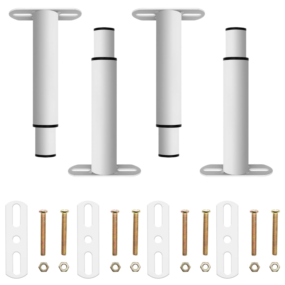 4PCS Bed Adjustable Legs Heavy Duty Bed Center Frame Slat Retractable Couch Metal Furniture Bed Support Feet Bracket Replacement Kitchen for Sofa Table Desk Cupboard Cabinet 7-13inch (White)