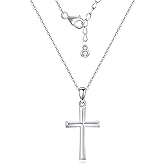 SHEAISRS Minimalist Cross Necklace 925 Sterling Silver Dainty Pendant with Zircon Tail Chain, Simple Religious Jewelry Gift for Women