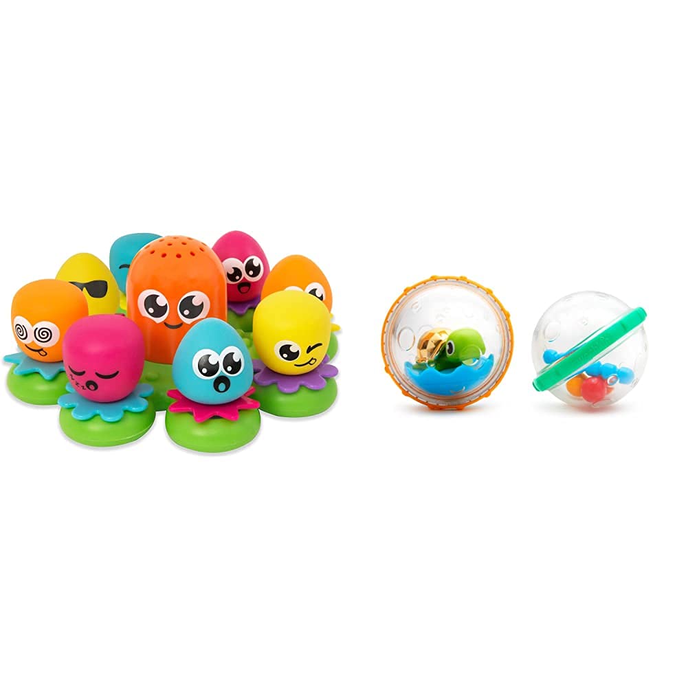 Toomies TOMY Octopals Number Sorting Baby Bath Toy | Educational Water Toys For Toddlers | Suitable For 1, 2 & 3 Years Old Boys & Girls & Munchkin Float and Play Bubbles Bath Toy, Pack of 2