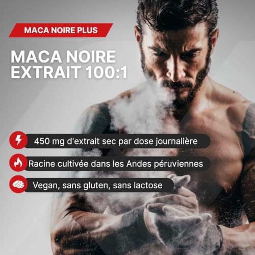 Maca Noire 45.000 mg Équiv. (Extrait 100:1), Black Maca, Zinc - 180 Gélules — photo 2 sur 8