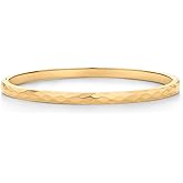 PAVOI 14K Gold Plated Waterproof Bangle Bracelets for Women | Stainless Steel Faceted Hammered Ball Beaded Hinged Bracelet