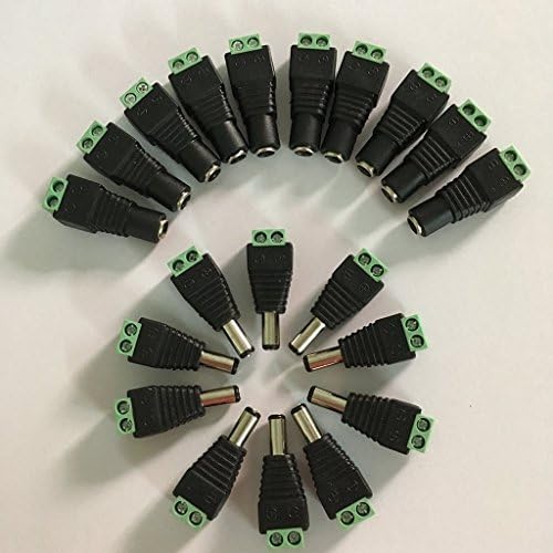 goeasybuy 10 Pairs 2.1x5.5mm Female and Male DC Jack Power Adapter Connector for CCTV Camera Use,for Led Light Strip