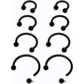 Lcolyoli 8PCS 16G Septum Rings Internally Threaded Surgical Steel Septum Jewelry Lip Rings Hoop Labret Jewelry Smiley Piercing Jewelry Horseshoe Earrings Daith Piercing Jewelry for Women Men