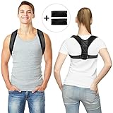 Posture Corrector for Men Women Flat Back Brace Adjustable Support Brace with 2 Pads for Upper Back Shoulder