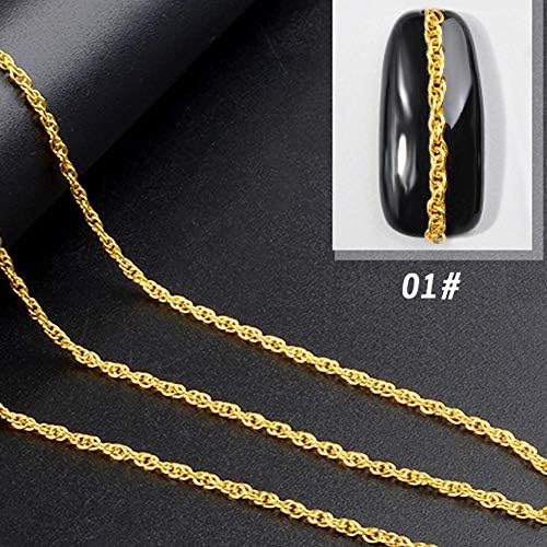 JaneDream 3D Gold Silver Metal Nail Art Chains Decorations Charm Jewelry Making Makeup Manicure DIY Tools 01#
