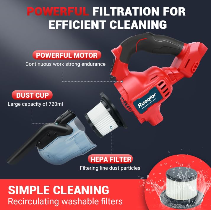 Cordless Vacuum Compatible with Milwaukee 18V Battery photo 8