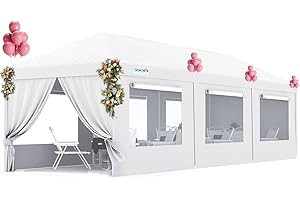 Quictent 10x30 Heavy Duty Party Tent Outdoor Canopy Tent for Parties with 6 Mesh Window Sidewalls & Roll-up Cover