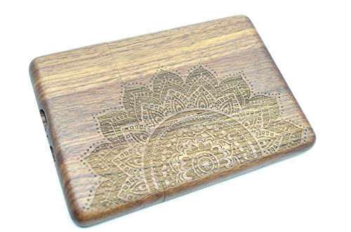 VolksRose Amazon Kindle Paperwhite Wooden Case - Walnut Half Big Mandala Flower - Premium Quality Natural Bamboo / Wood Cover for All Kindle Paper White Versions