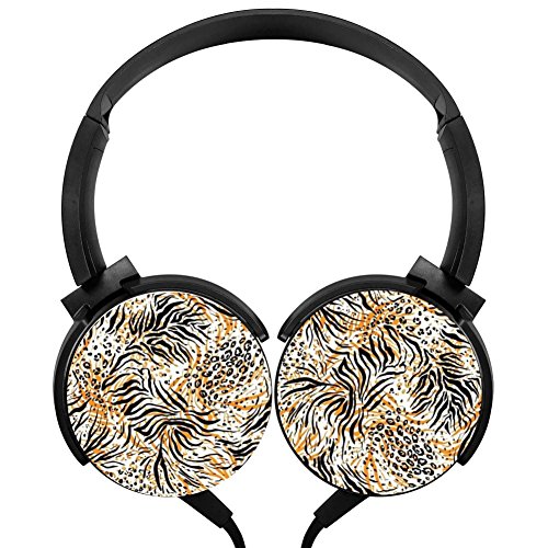 PjNnt Leopard Print Deep Bass Wired Headphones Stereo HIFI Over Ear earbuds Black