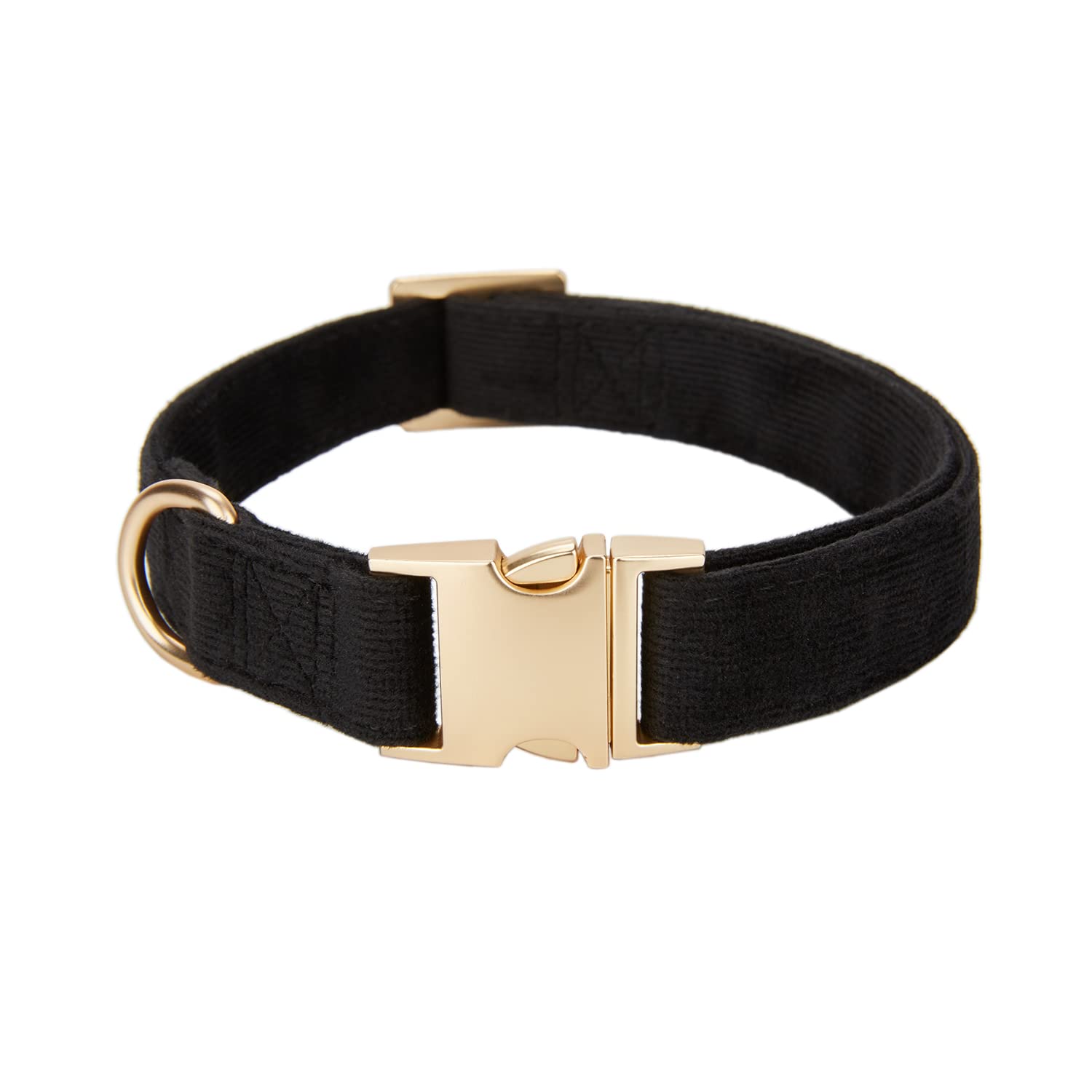 Photo 1 of YUDOTE Soft Cotton Dog Collar with Metal Buckle Adjustable Heavy Duty Comfy Corduroy Collars for Small Medium Large Dogs,Black,Small