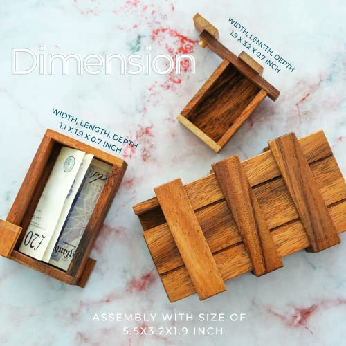 BSIRI Secret Puzzle Box Brain Teaser Wooden Box with Hidden Compartments Ideal Money Box
